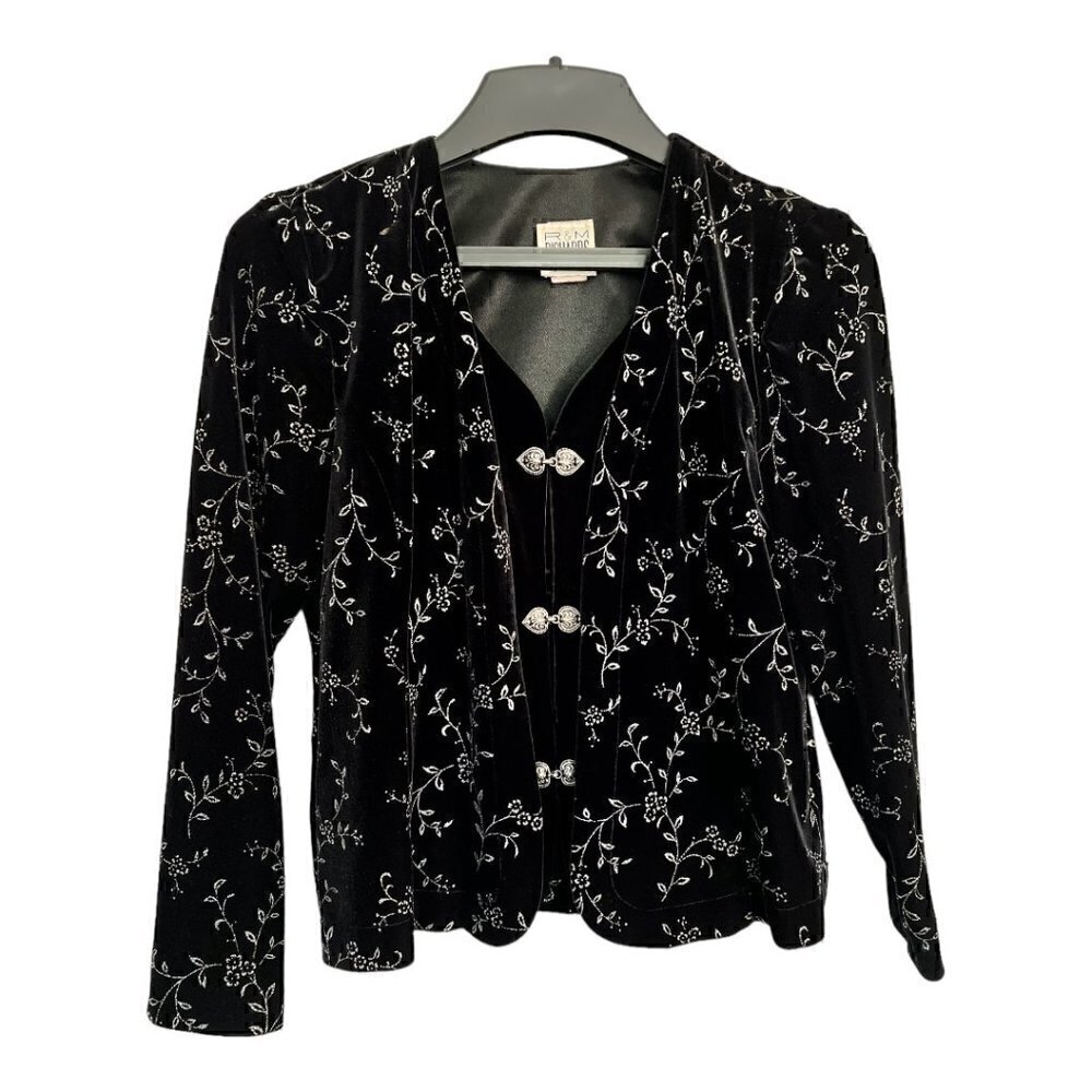 Vintage R&M Richards Dark Academia Black Silver Whimsigoth Velvet Top Blazer 6P